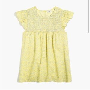 J Crew Factory Yellow Floral Embroidered Peasant Style Blouse